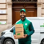 Home 22 CSR과 지속가능한 물류 - **Sustainable Last-Mile Delivery in a Charming Portuguese City**
A friendly delivery person, of ...