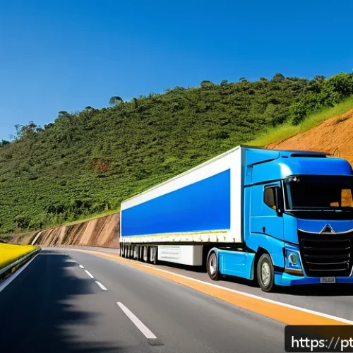 Home 17 자율주행 트럭과 물류 - A futuristic autonomous Brazilian highway truck equipped with advanced AI systems, surrounded by an ...