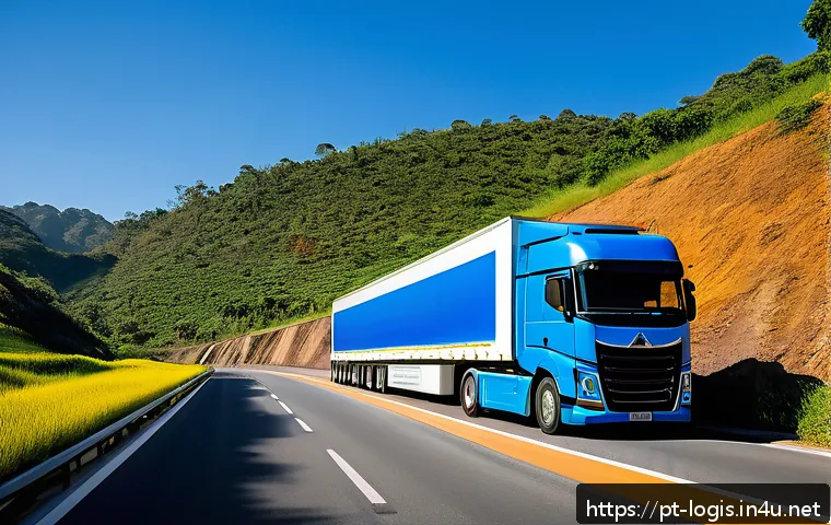 자율주행 트럭과 물류 - A futuristic autonomous Brazilian highway truck equipped with advanced AI systems, surrounded by an ...