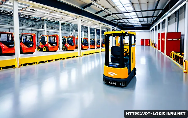 Home 30 JIT Just In Time 물류 시스템 - Photorealistic just-in-time logistics scene inside a modern Portuguese automotive parts factory, a c...